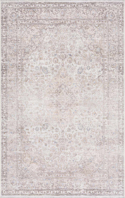 Cream Holi-2301 Washable Area Rug