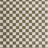 Close-up of the Canika Green Checkered Washable Plush Rug, featuring a green and off-white checkerboard pattern. Design-Rectangle-537
