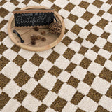 Lajos Brown Checkered Area Rug