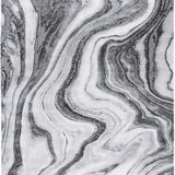 Close-up of the Itotia Marble Green Area Rug, featuring a swirling marble pattern in green, gray, off-white, and silver. Design-Rectangle
