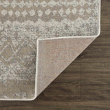 Close-up of Tupsan Washable Area Rug showing cream, beige, and gray colors with a subtle geometric pattern and woven texture. Fold