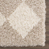 Zahur Cream & Beige Diamond Area Rug