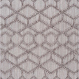 Close-up of the Borbon Area Rug. Cream and light gray rug with a geometric diamond and circle pattern. Design-Rectangle-811