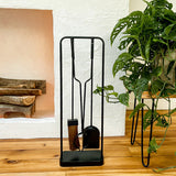 Black Iron Fireplace Tool Set with Shovel Brush Tongs