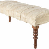 Manzaneque Chenille Striped Beige Bench