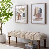 Manzaneque Chenille Striped Beige Bench