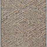 Close-up of Beige Charcoal Areli Area Rug. Contemporary geometric design in black, mustard, and taupe polypropylene. Design-Runner-2773