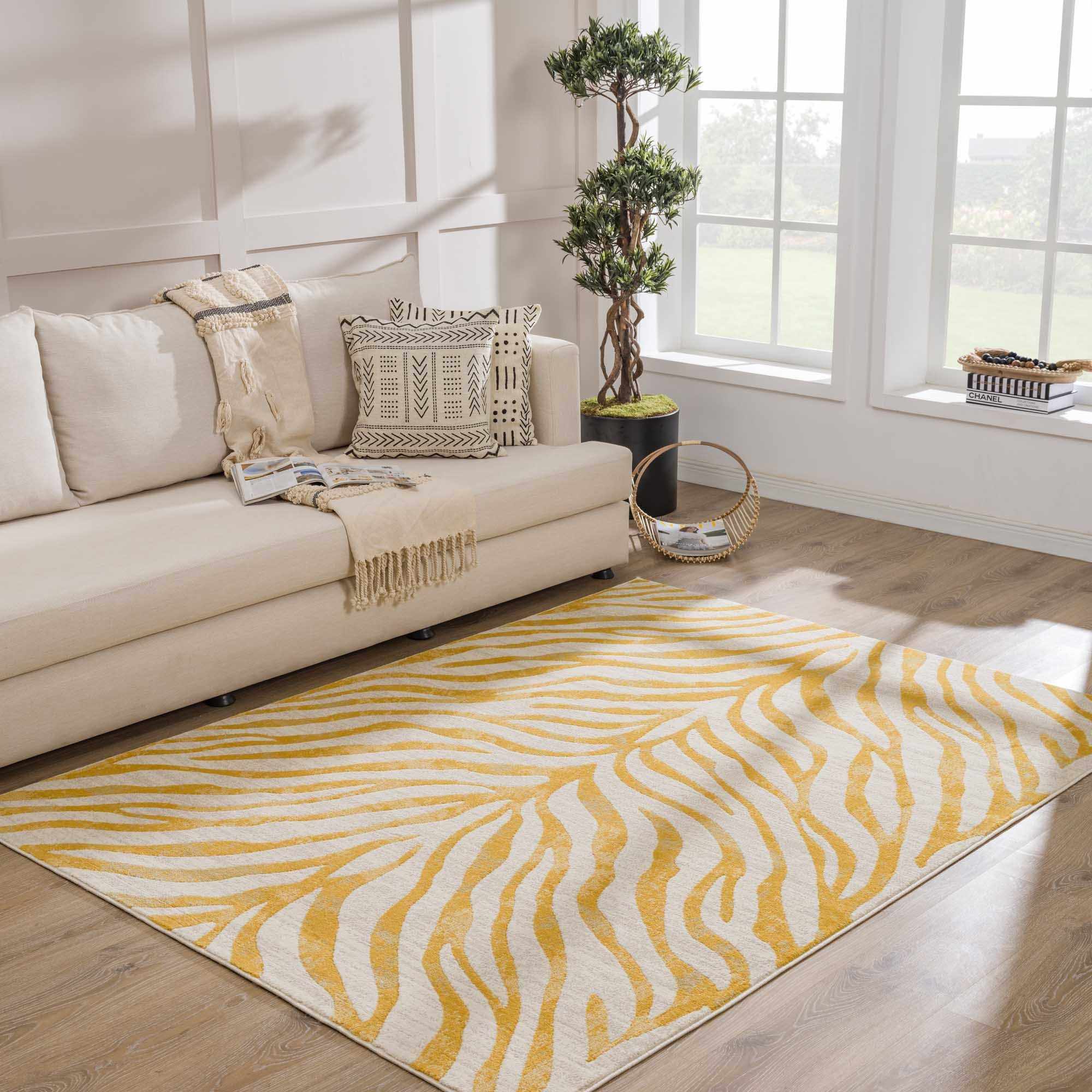 Gray Ecorse Zebra Print Area Rug