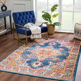 Istanbul Medallion Blue & Orange Area Carpet - Clearance
