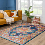 Istanbul Medallion Blue & Orange Area Carpet - Clearance