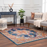 Istanbul Medallion Blue & Orange Area Carpet - Clearance